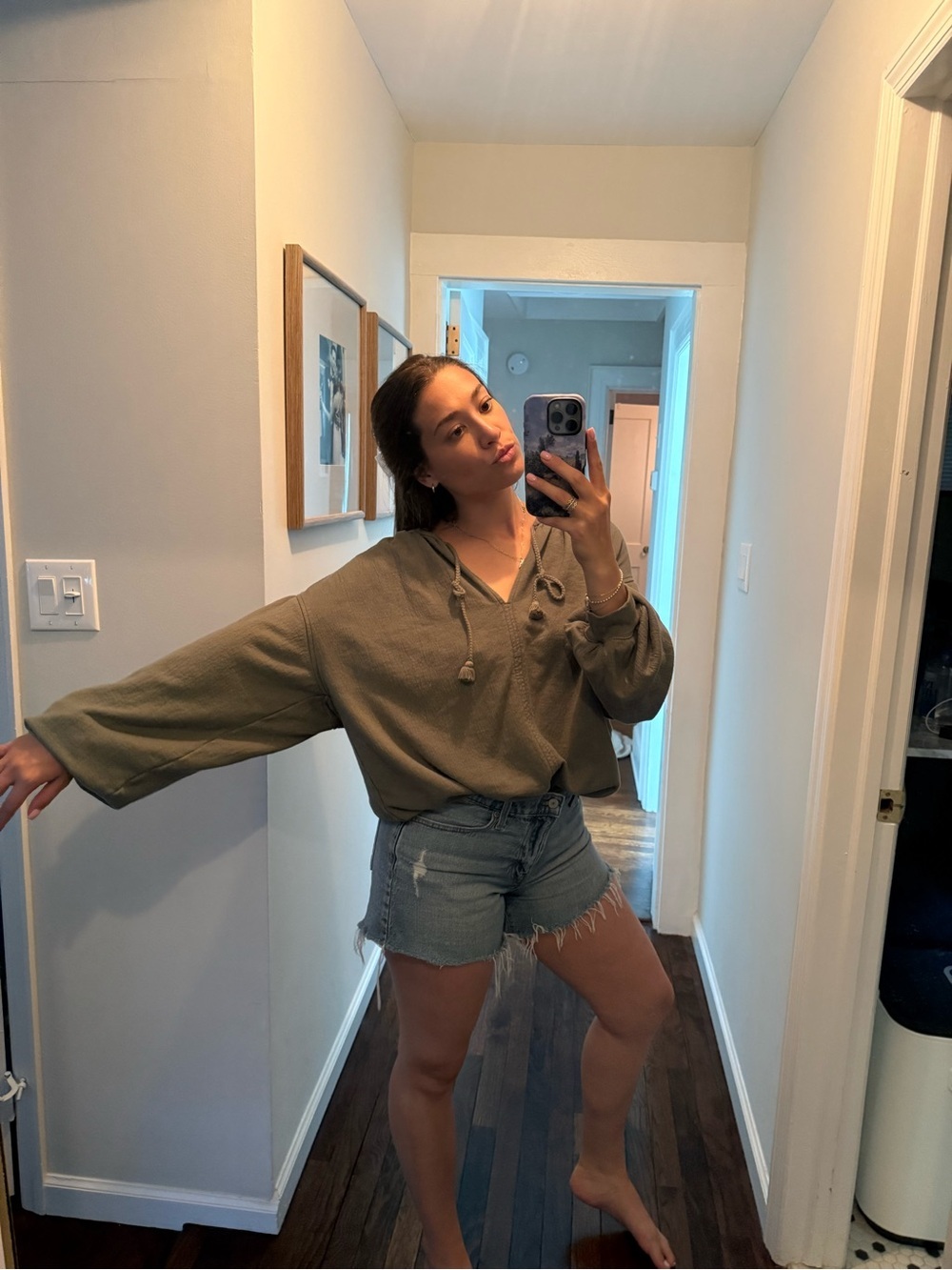 Aerie Olive Green Lightweight Pullover